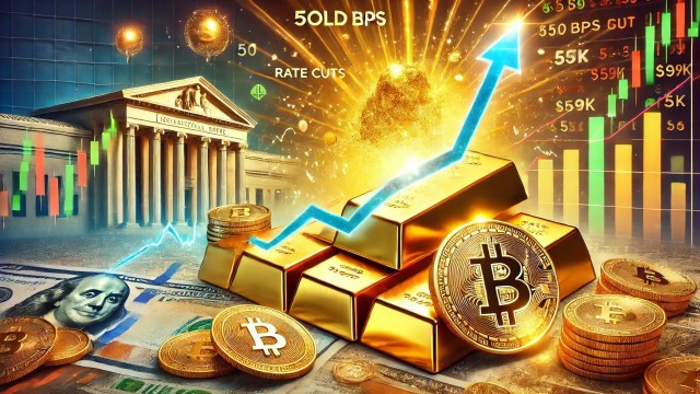 50 bps rate cut rumor sparks gold and stock rally, Bitcoin climbs above $59k