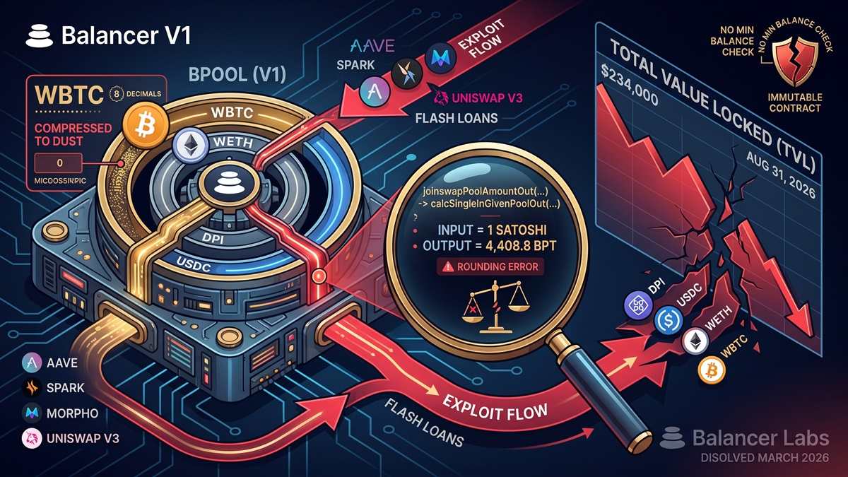 Balancer V1 Pool Hit For $234K In Rounding‑Error Exploit