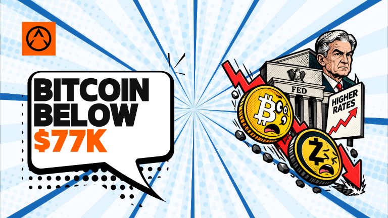Bitcoin Falls Below $77K as Zcash Leads Crypto Losses