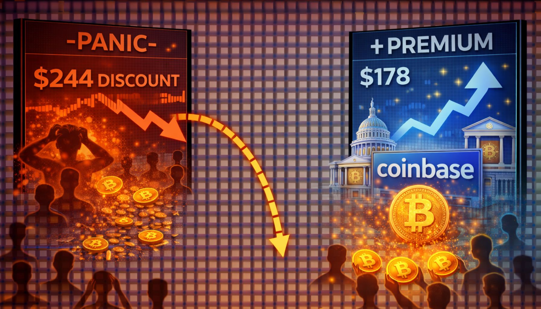 Article image for Bitcoin Flips To A Premium On Coinbase As US Institutions Absorb Global Retail Panic – Details