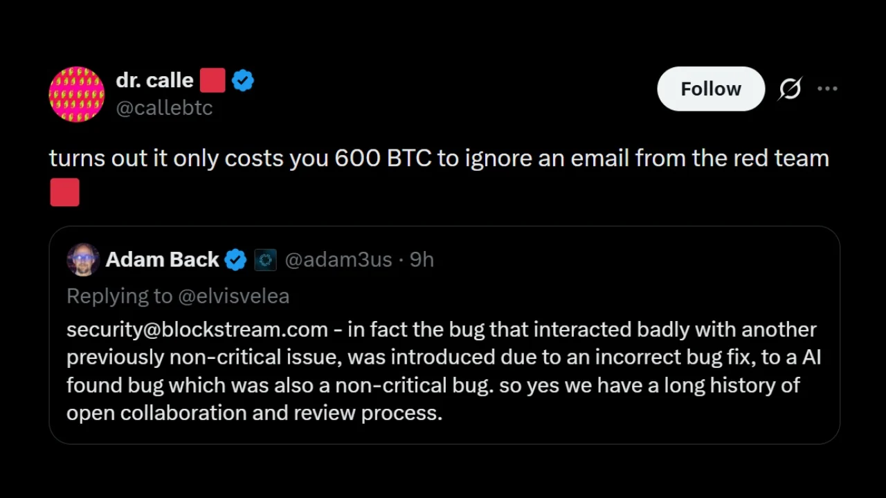 Bitcoin Red Team Claims Blockstream Ignored Warnings Before Hack