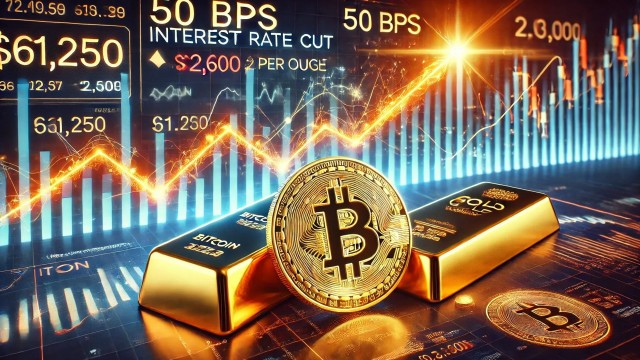 Bitcoin spikes to $61,250, gold hits new ATH above $2,600/oz as 50 bps cut sparks volatility across markets