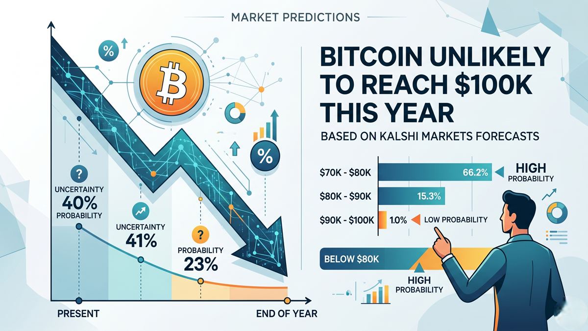 Bitcoin Unlikely to Reach $100K This Year, According to Kalshi Markets