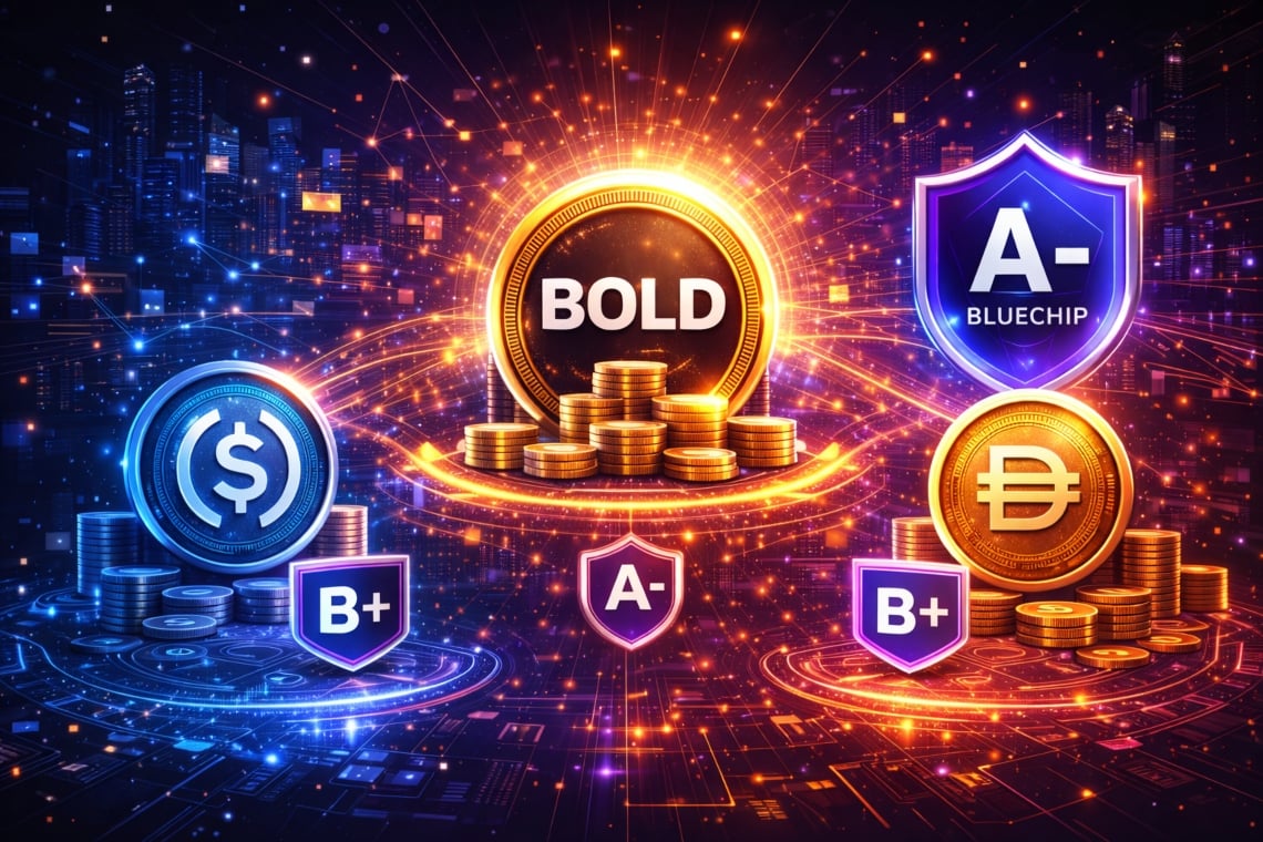 Article image for BOLD surpasses USDC and DAI: the DeFi stablecoin receives an A- rating from Bluechip