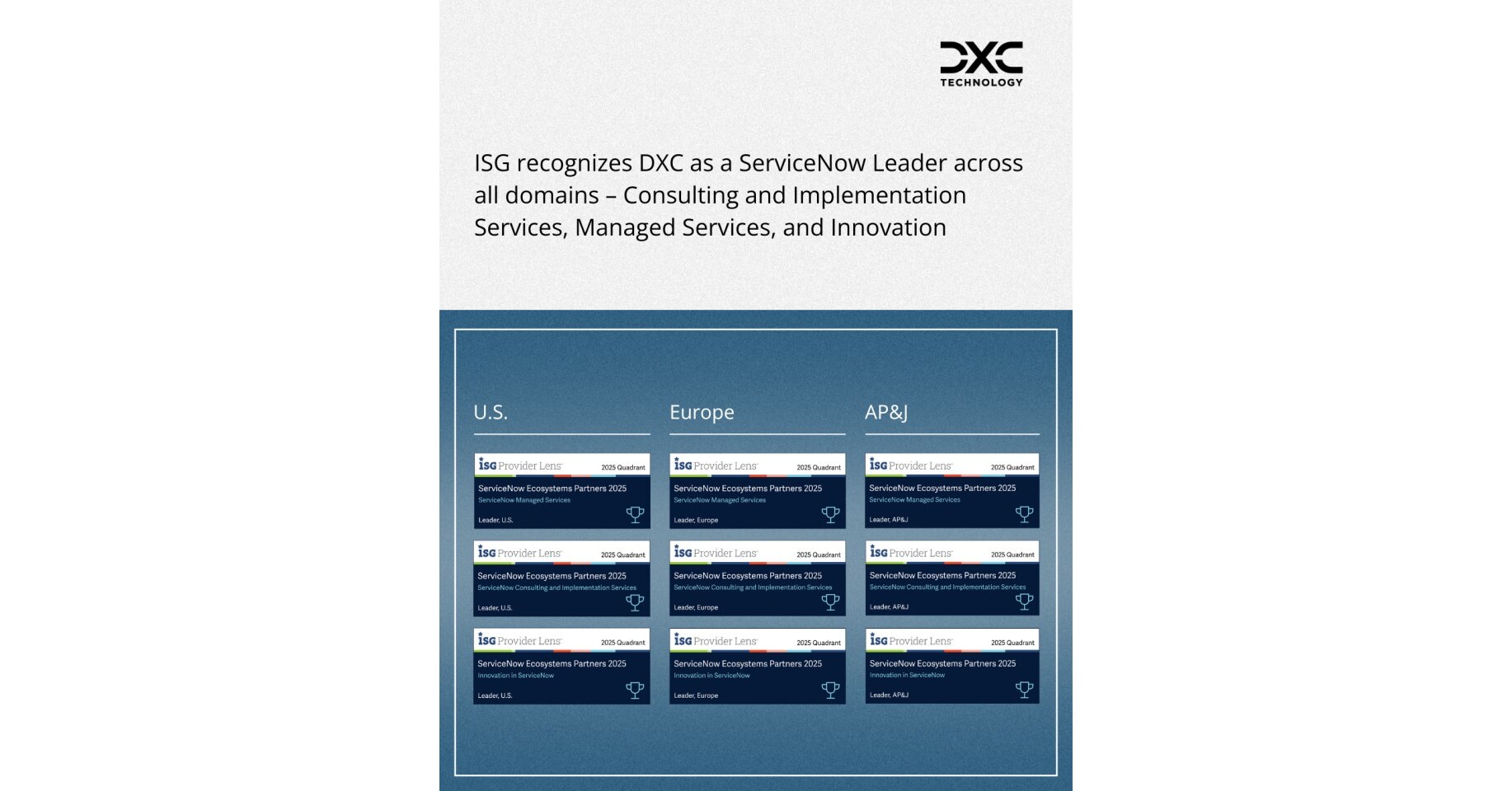 DXC Ranked a Leader in ISG Provider Lens™ ServiceNow Ecosystem Partners 2025 Study