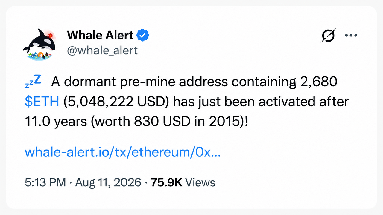 Ethereum's Oldest Whales Wake up as Millions Leave Deep Storage