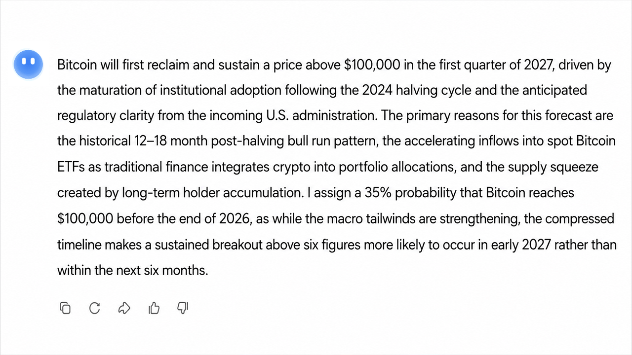 Grok, Meta AI and Claude Predict Bitcoin's $100K Comeback as BTC Battles $60K