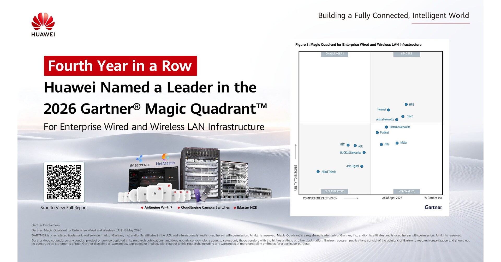 Huawei Named a Leader in the 2026 Gartner® Magic Quadrant™ for Enterprise Wired and Wireless LAN Infrastructure for the Fourth Year in a Row