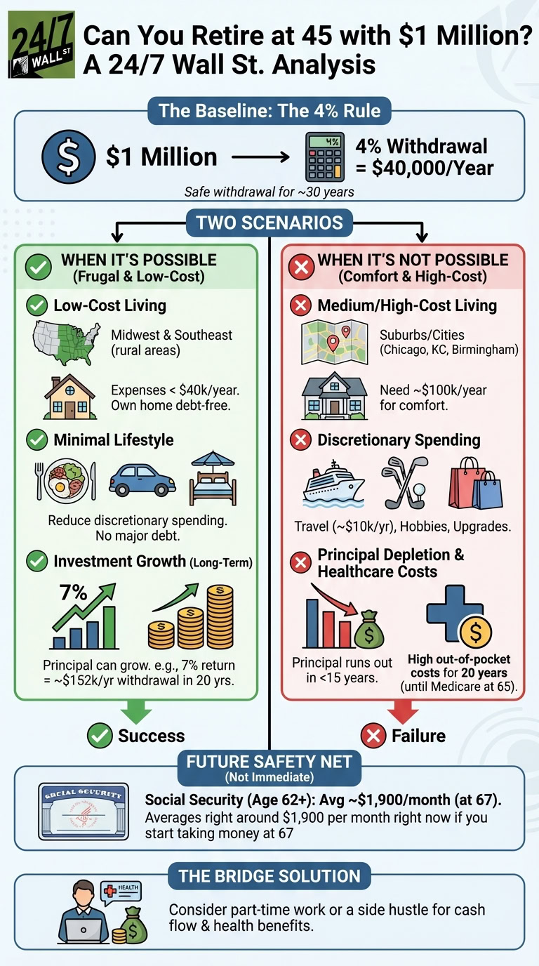 If You’ve Banked $1 Million By 45, Is It Possible to Retire?