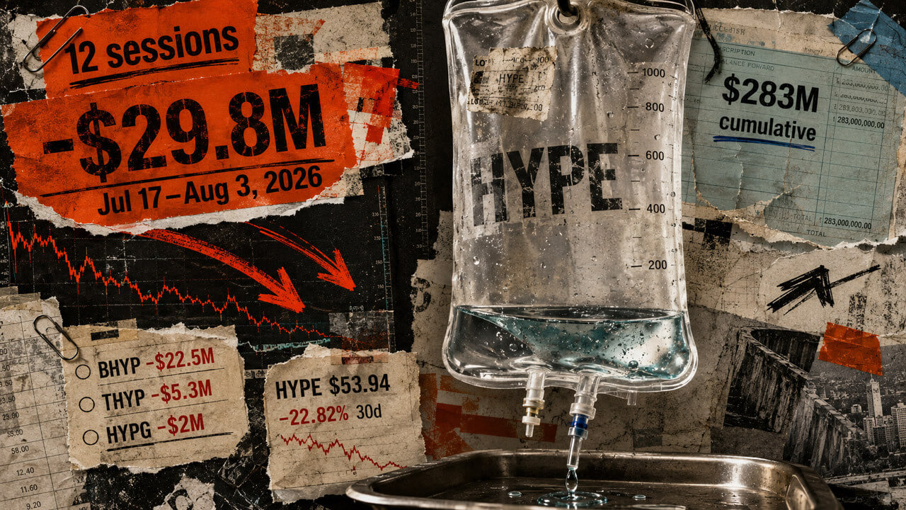 Investors haven't added a single dime to HYPE ETFs in 12 days as a $30 million exodus begins