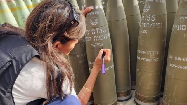 Nikki Haley writes 'finish them' on IDF shell during Israel visit