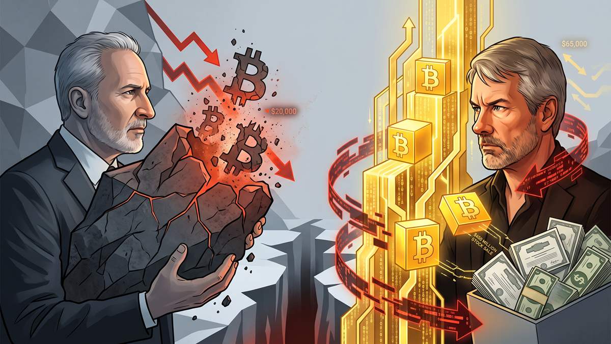 Peter Schiff Predicts a Sharp Bitcoin Correction and Says Saylor Has No Exit Strategy