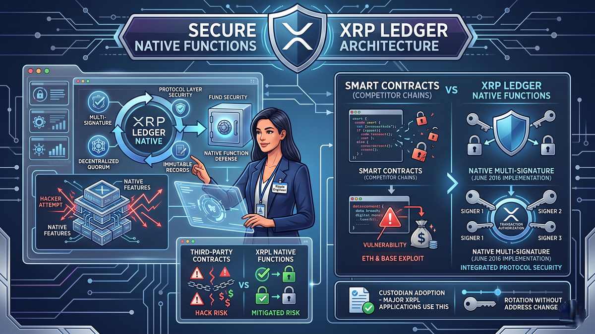 Ripple Engineer Reveals Why XRP Ledger's Native Features Create a Security Advantage