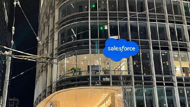 Salesforce shares fall as software maker shows pockets of weakness
