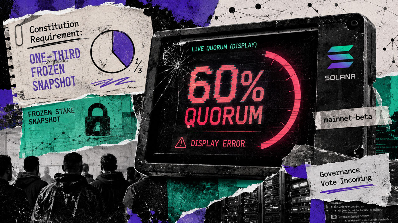 Solana's first governance vote nears with a live 60% quorum display error