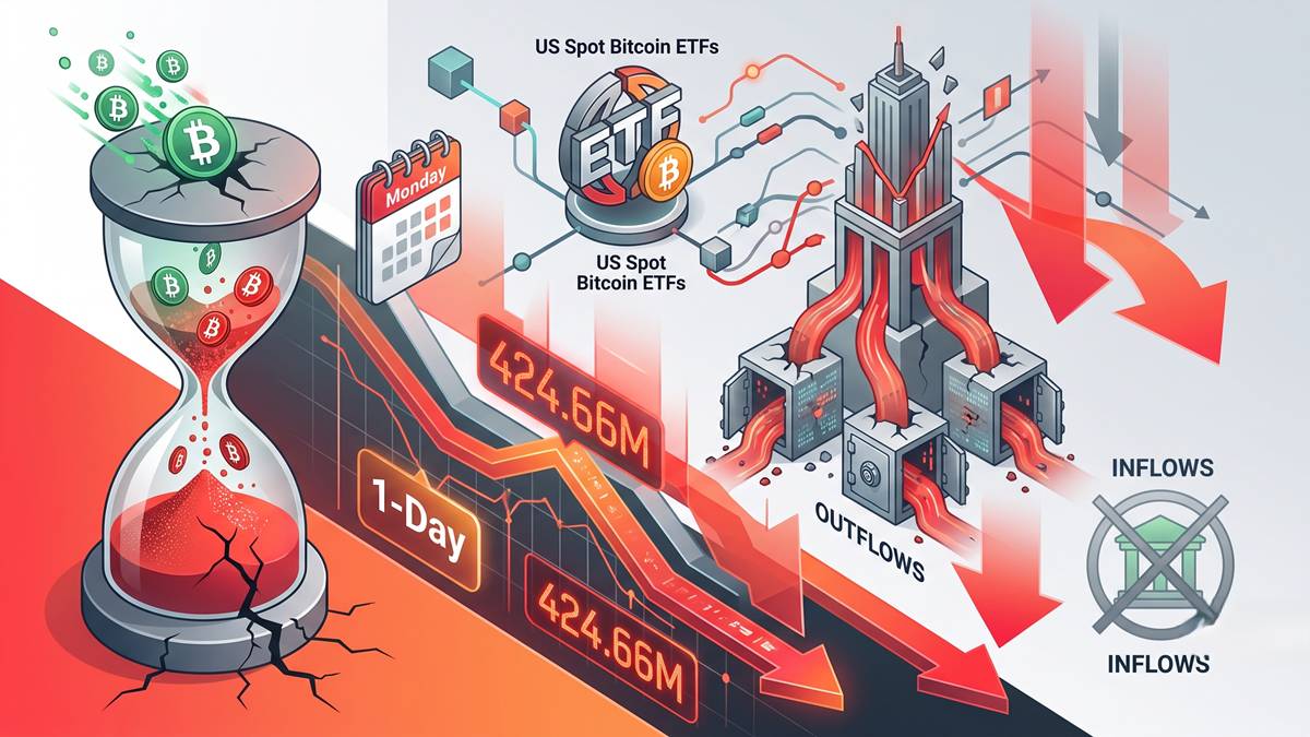 Spot Bitcoin ETFs Return to Outflows With a $424.66M Single‑Day Withdrawal to Start the Week
