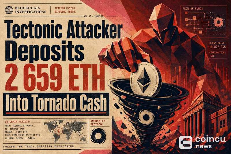 Tectonic Attacker Deposits 2,659 ETH Into Tornado Cash