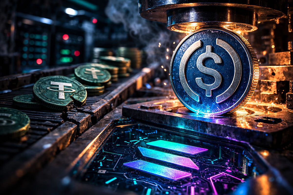 Tether still holds more cash, but Circle's USDC is now moving more of crypto's money